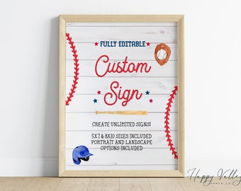 Letrero de cumpleaños de Novato del Año: Tema de béisbol personalizado (descarga digital)