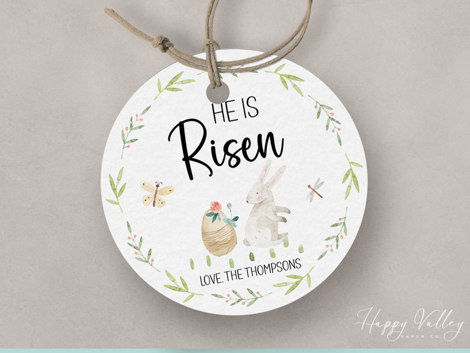 He is Risen - Easter Gift Tag, Watercolor Easter Favor Tag, Editable ...