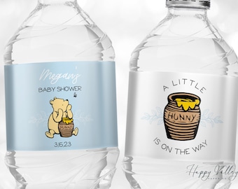 Winnie the Pooh Baby Shower Water Bottle Labels (Digital Download)