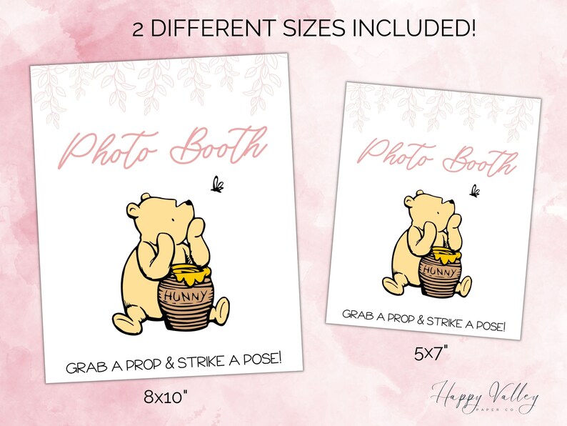 Winnie the Pooh Baby Shower Photo Booth Sign, Bear Baby Shower Sign ...