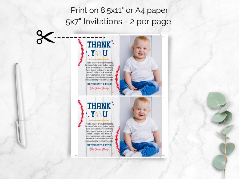 Rookie of the Year First Birthday Thank You Photo Card (digital ...