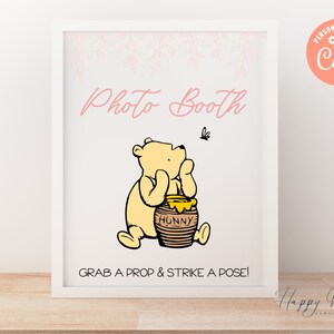 Winnie the Pooh Baby Shower Photo Booth Sign, Bear Baby Shower Sign ...