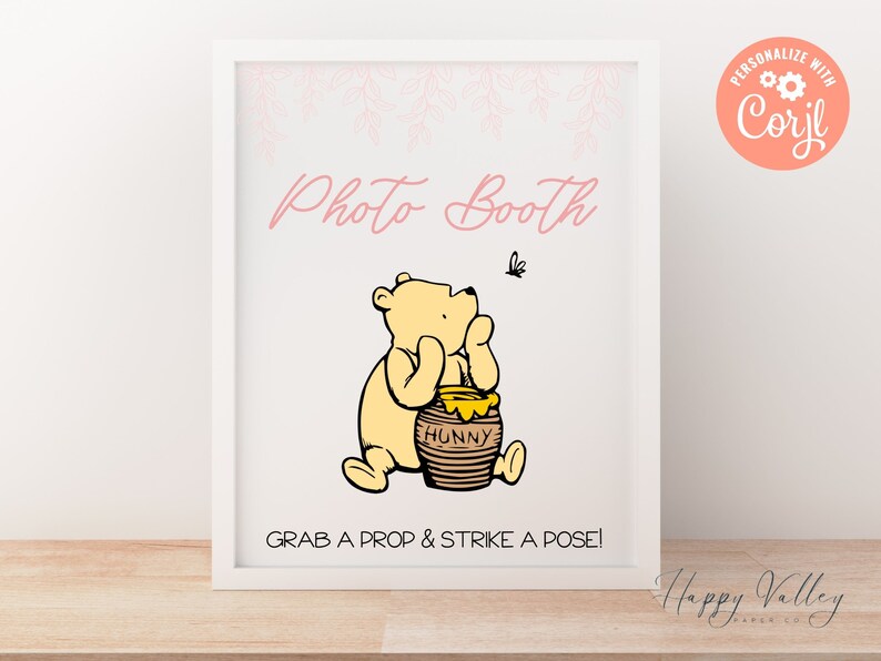 Winnie the Pooh Baby Shower Photo Booth Sign, Bear Baby Shower Sign ...