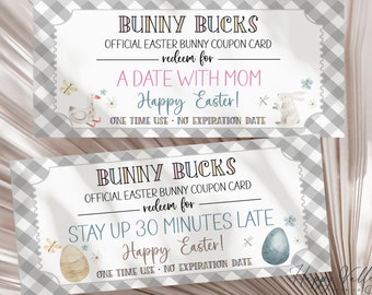 Printable Easter Bunny Bucks Coupons for Kids (Instant Download)