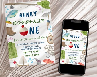 O-Fish-Ally One Fishing 1st Birthday Invitation (Printable)
