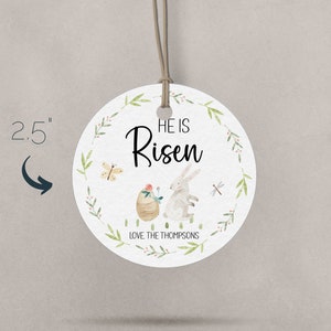 He is Risen - Easter Gift Tag, Watercolor Easter Favor Tag, Editable ...