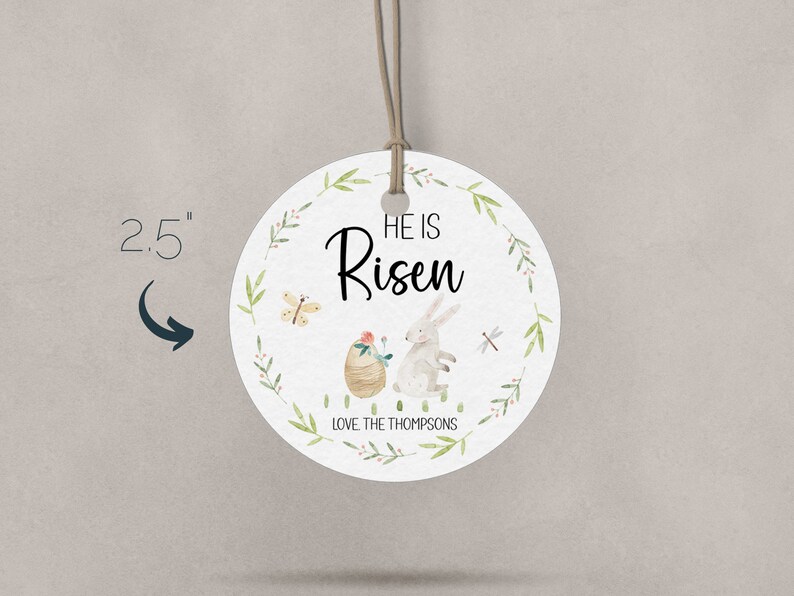 He is Risen - Easter Gift Tag, Watercolor Easter Favor Tag, Editable ...