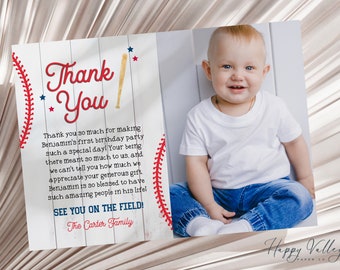 Rookie of the Year First Birthday Thank You Photo Card
