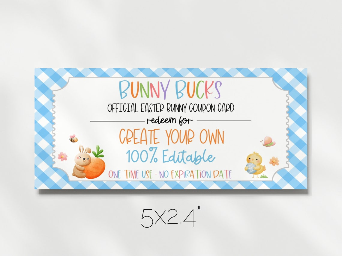 Easter Bunny Coupons, Printable Easter Coupons for Kids, Easter Play ...