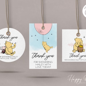 Winnie the Pooh Baby Shower Gift Tags, Bear Baby Shower Favor Tags, Printable Gift Tags, Winnie the Pooh Baby Shower Decorations | GT-POOHP