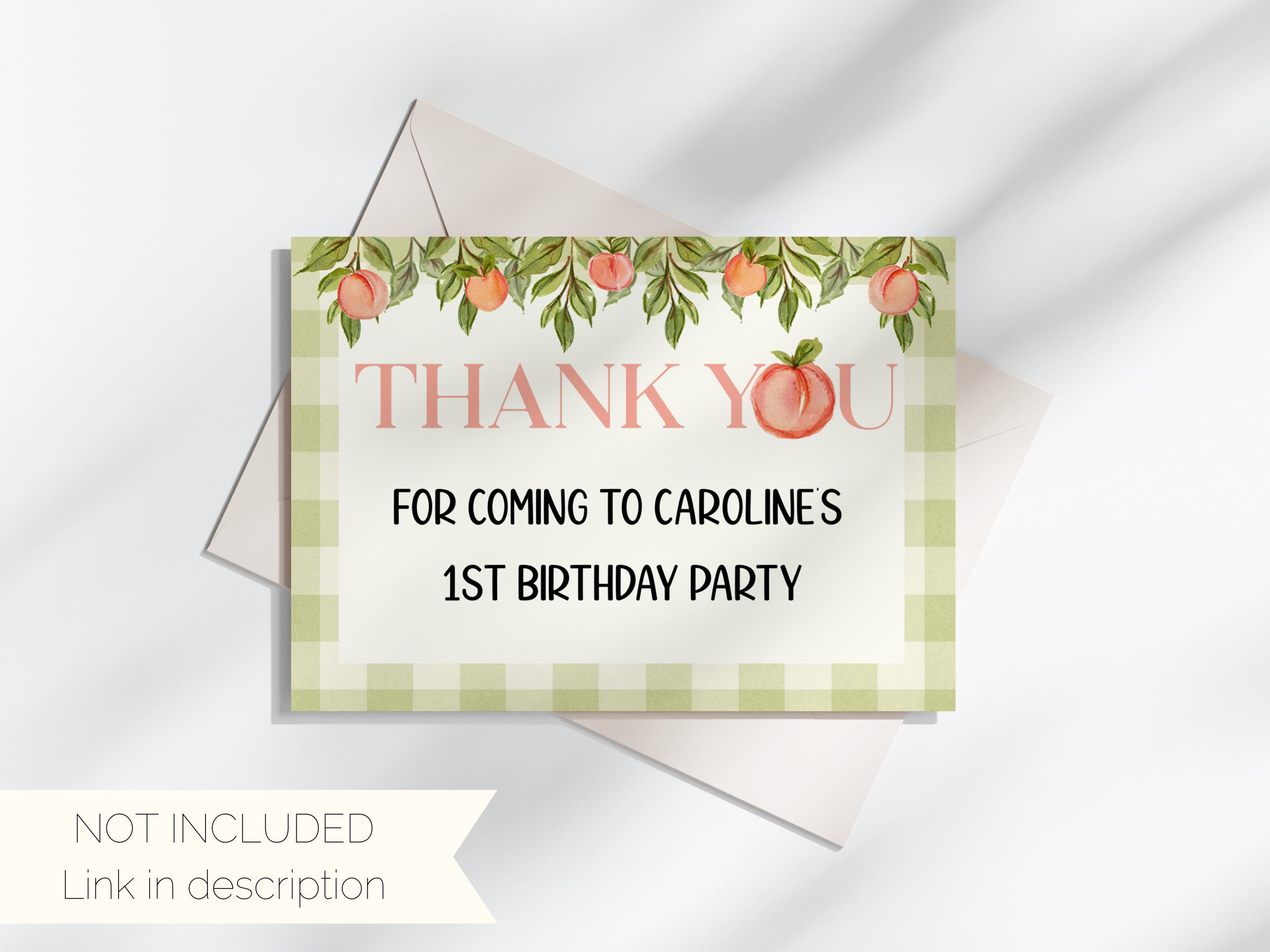 Sweet Peach Birthday Thank You Card: Editable Printable (TY-PEACH1) - Etsy