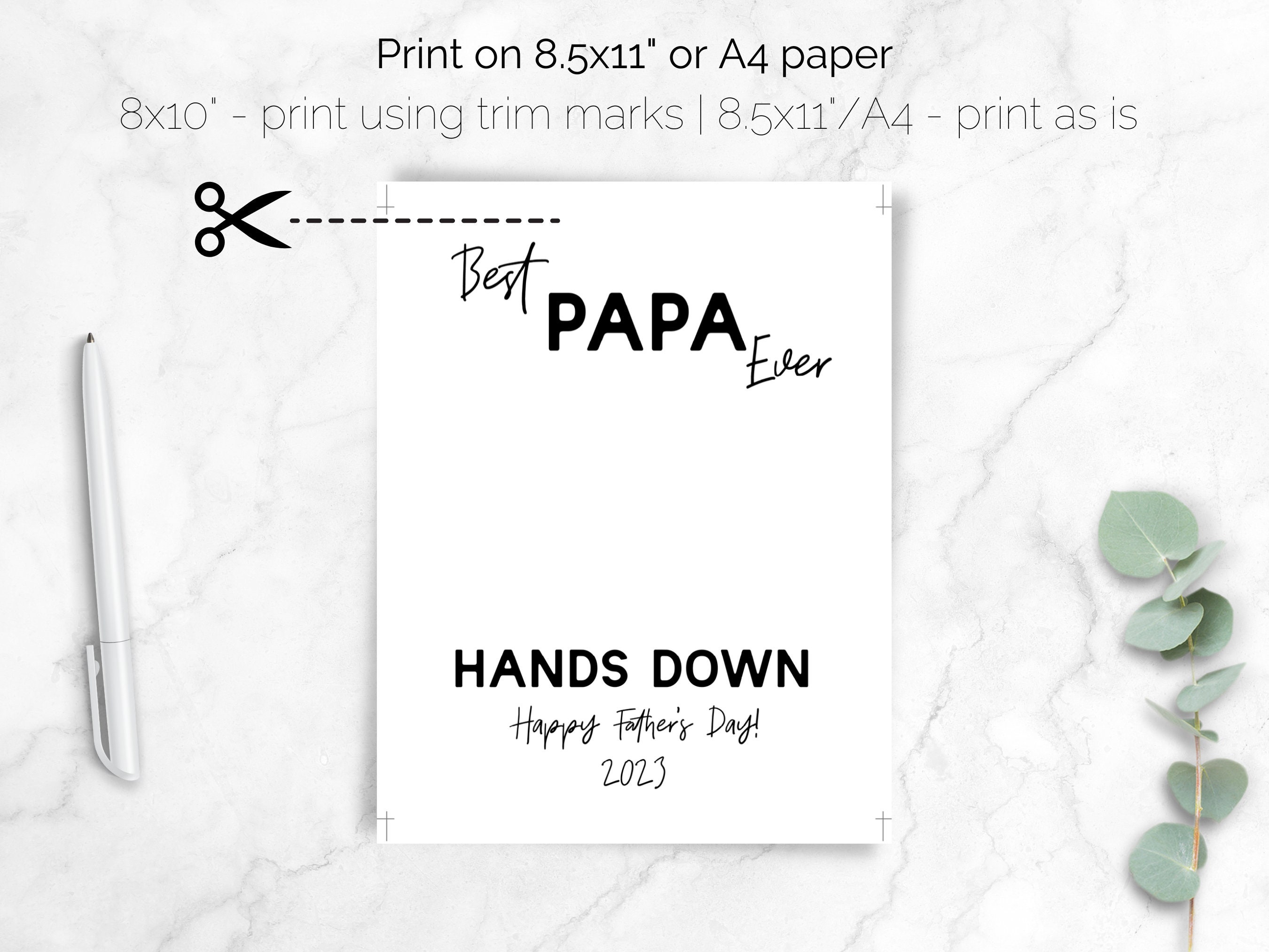Best Papa Ever Hands Down, Handprint Art Craft, Father's Day Gift for ...