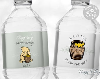 Winnie the Pooh Baby Shower Water Bottle Labels (Digital Download)