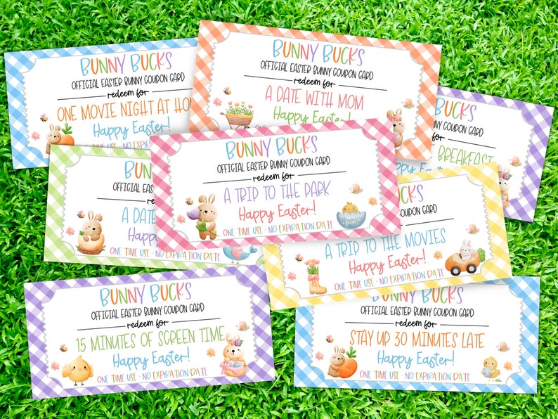 Easter Bunny Coupons, Printable Easter Coupons for Kids, Easter Play ...