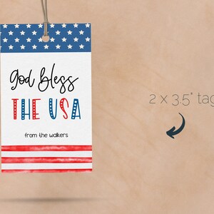 God Bless the USA Gift Tag, Printable 4th of July Gift Tags, 4th of ...