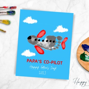 Papas Co-Pilot Fußabdruck Kunsthandwerk, Vatertagsgeschenk für Papa, Baby-Andenken, Kid Memory Craft, DIY Vatertagsgeschenk | DR-HAND5