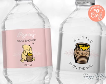 Winnie the Pooh Baby Shower Water Bottle Labels (Digital Download)
