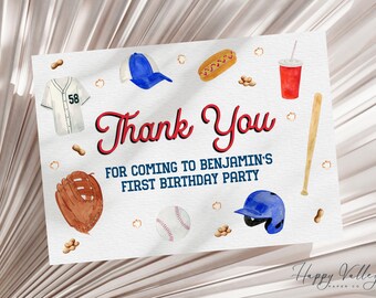 Rookie of the Year Baseball Thank You Card: First Birthday (Digital)