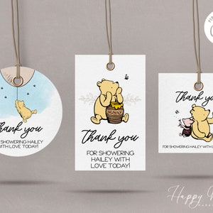 Winnie the Pooh Baby Shower Gift Tags, Baby Shower Favor Tags, Printable Gift Tags, Winnie the Pooh Baby Shower Decorations | GT-POOHK