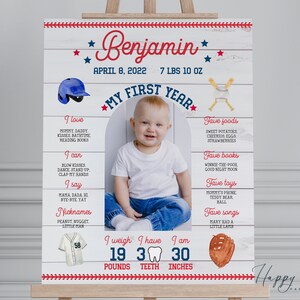 Rookie of the Year First Birthday Milestone Board, Baseball Baby Milestone Board, Rookie of the Year Birthday Decorations | MB-ROOKIE2