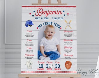 Baseball First Birthday Milestone Board: Rookie of the Year (Digital Download)