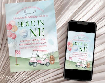 Hole in One Golf 1st Birthday Invitation (Printable)