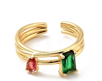 cubic zirconia 18k gold plated colourful ring, stacking ring, statement ring, statement jewellery, colourful jewellery,