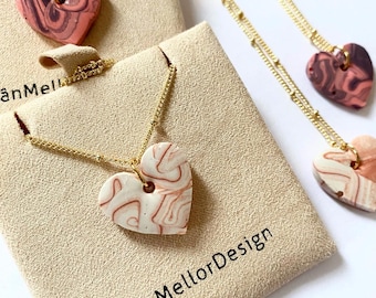 MARBLE HEART NECKLACE, love heart necklace, gold plated, marble, Jesmonite, gift, gift for her, gift for women, Mother’s Day gift, birthday