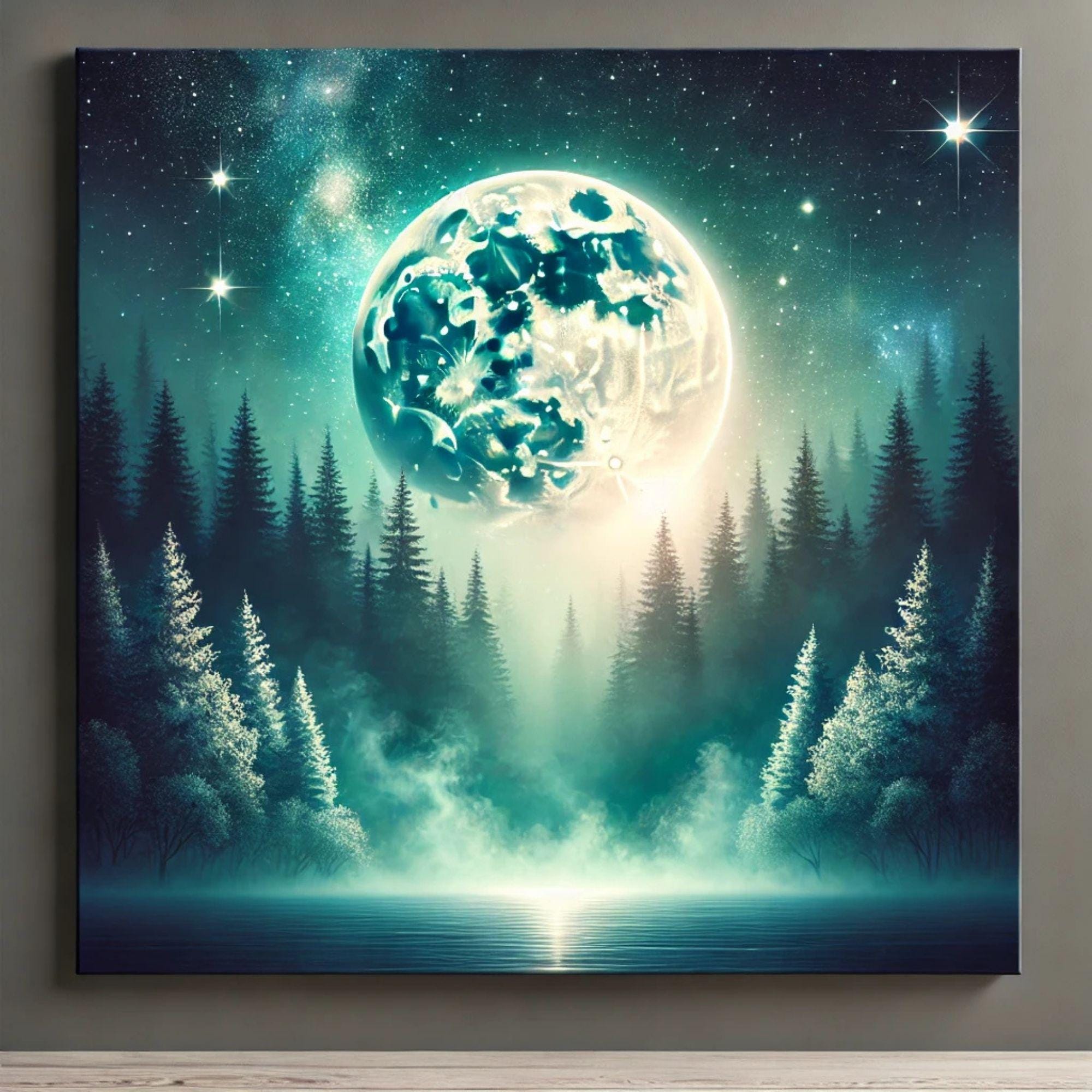 Moonlit Forest Wall Art - Mystical Digital Download | Serene Night ...