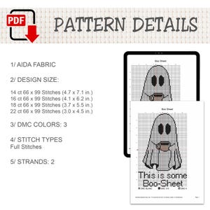 Grappig spookje kruissteekpatroon, dit is echt een spookachtig patroon, Halloween kruissteek, sarcastisch griezelig borduurwerk, schattig koffiespookje PDF afbeelding 3