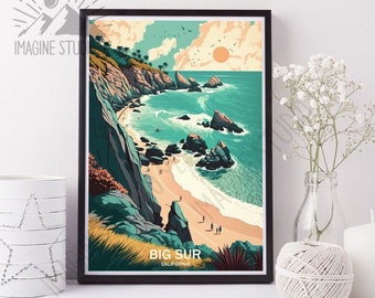 Big Sur poster, Big Sur coastline, Beach wall art, Big Sur sunset, California poster, California beach art, Ocean wall art