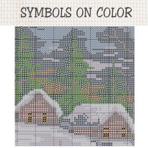 Korsstygnsmönster för vinter, snöig tallskog, digital PDF-nedladdning, naturlandskap xStitch bild 5