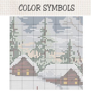Korsstygnsmönster för vinter, snöig tallskog, digital PDF-nedladdning, naturlandskap xStitch bild 6