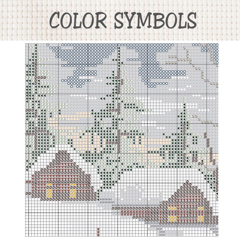 Korsstygnsmönster för vinter, snöig tallskog, digital PDF-nedladdning, naturlandskap xStitch bild 6