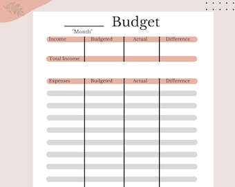 Monthly Budget Printable