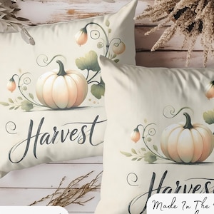 Bonita almohada vintage con forma de calabaza y cosecha de otoño, decoración rústica de otoño, funda de cojín estilo granja, funda de almohada estilo retro con cosecha, funda de almohada estilo granja otoñal