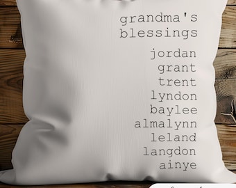 Personalized Family Name Throw Pillow Case, Grandma Gifts, Customize 18X18 Pillow Cover, Custom Birthday Gifts for Mom, Mothersday Giftfor