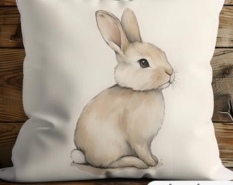 Cute Bunny Square Pillow, Decorative Cushion, Easter Gift, Animal-themed Home Accent, Cozy Living Room Pillow, Cute Pet Springful Decorating