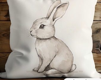 Cute Bunny Spun Polyester Pillow, Home Decor, Cute Animal Cushion, Easter Gift, Nursery Decor, Pet Lover Pillow, Springful Decorating