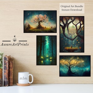 Wishing Tree Art Bundle Digital Bundle | Depression Coping Art | Outgrowing Depression Painting | Depression Art | Fantasy Art Printables