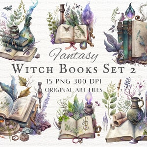 Witch Books 15pc Set 2 PNG Bundle | Fantasy Books PNG | Witch Books PNG | Witch Books Commercial Use | Wizard Books Clipart | Witchy Clipart