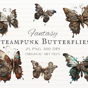 Steampunk Schmetterling Clipart 25er Bundle | Steampunk PNG Kommerzielle Nutzung | Steampunk Schmetterling PNG | Steampunk PNG | Steampunk Clipart Png