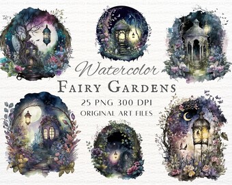 Fairy Garden 25pc PNG | Fantasy Garden PNG | Fairy Garden PNG | Fairy Garden Commercial Use | Kawaii Garden Clipart | Garden Sticker Art Png