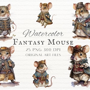 Souris fantaisie 25pc PNG & JPEG | Souris fantastique PNG | Clipart de souris fantaisie | Utilisation commerciale de la souris Fantasy | Art de la souris Steampunk imprimable