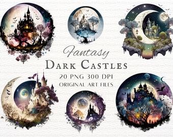 Dark Castle Bundle 20pc PNG | Fantasy PNG | Fantasy Clipart | Dark Fantasy Clipart | Kawaii Fantasy PNG | Dark Castle Commercial Use Clipart