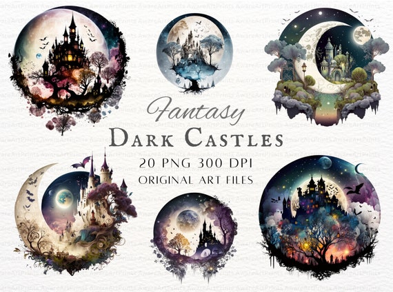 Dark Castle Bundle 20pc PNG | Fantasy PNG | Fantasy Clipart | Dark Fantasy Clipart | Kawaii Fantasy PNG | Dark Castle Commercial Use Clipart