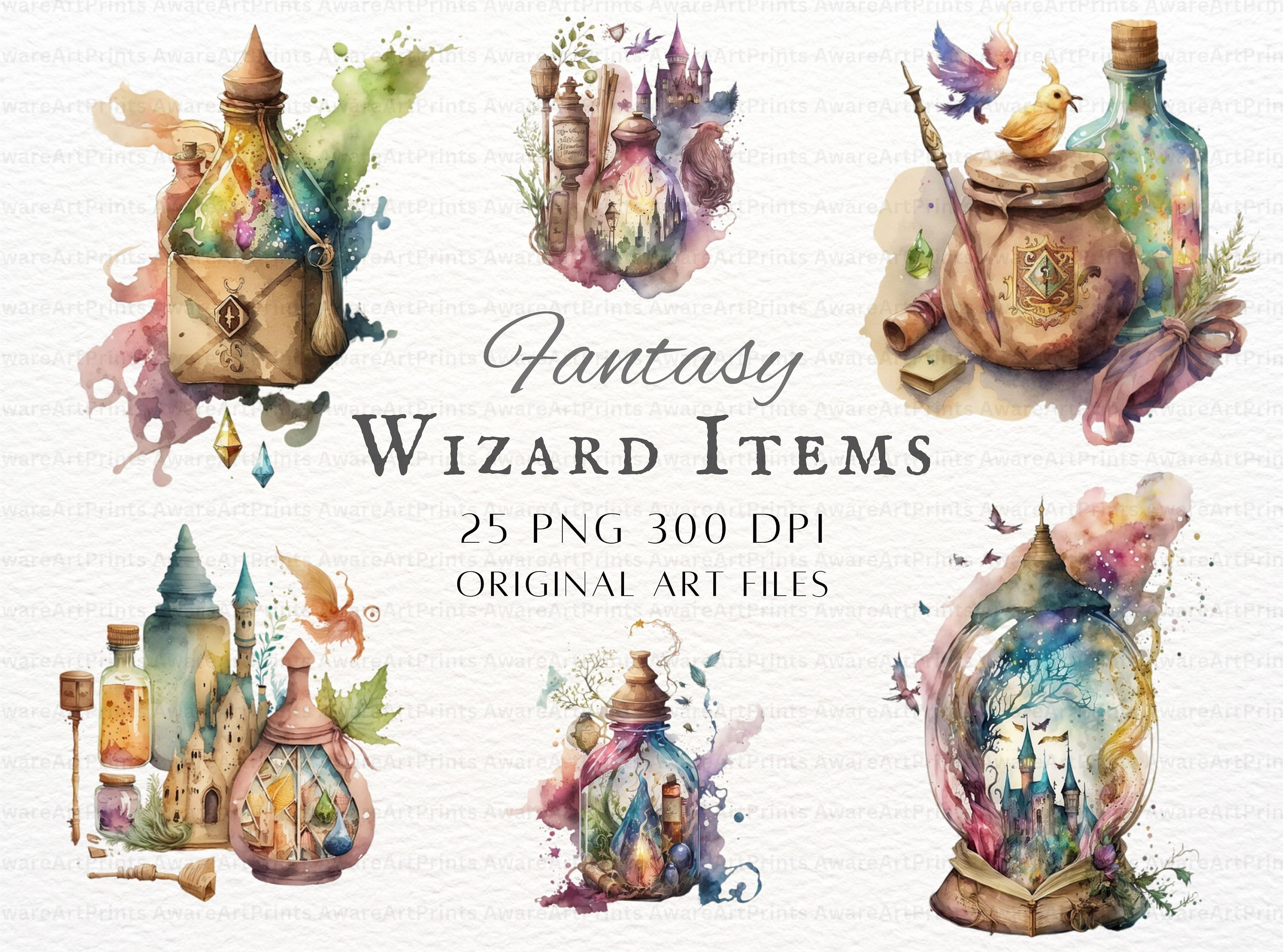 Magic Items Clipart 25pc Bundle | Watercolor Fantasy Clipart ...