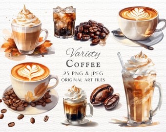 Coffee Bundle 25pc PNG & JPEG Bundle | Coffee PNG | Coffee Bean Clipart | Coffee Commercial Use | Printable Coffee Wall Art | Coffee Art