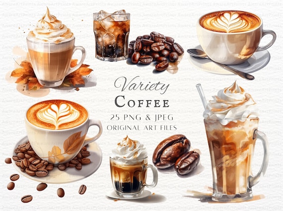 Coffee Bundle 25pc PNG & JPEG Bundle | Coffee PNG | Coffee Bean Clipart | Coffee Commercial Use | Printable Coffee Wall Art | Coffee Art