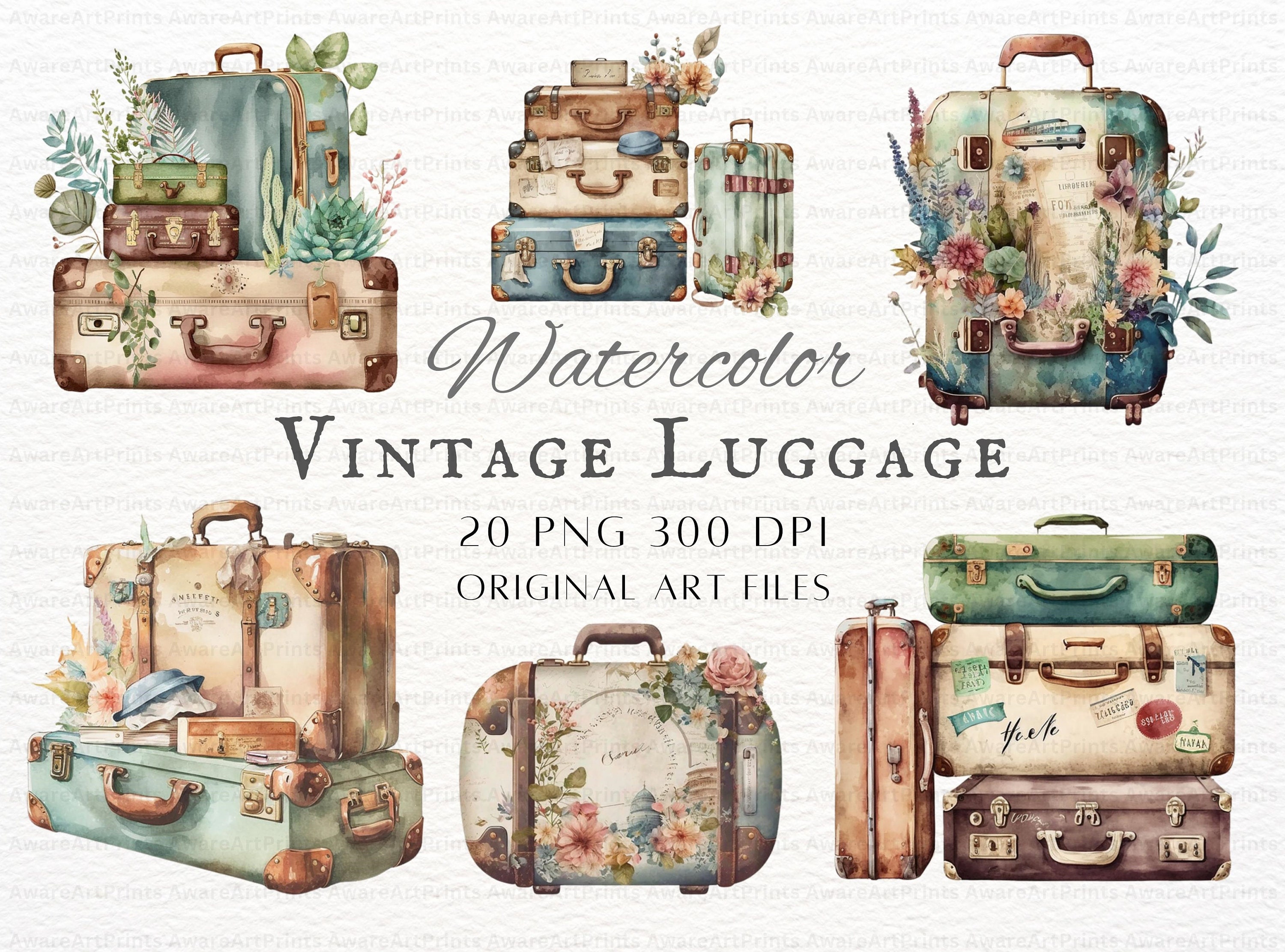 Vintage Travel Luggage (PNG Transparent)